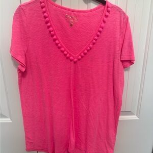 Lilly Pulitzer Etta Pom Pom V-Neck Shirt